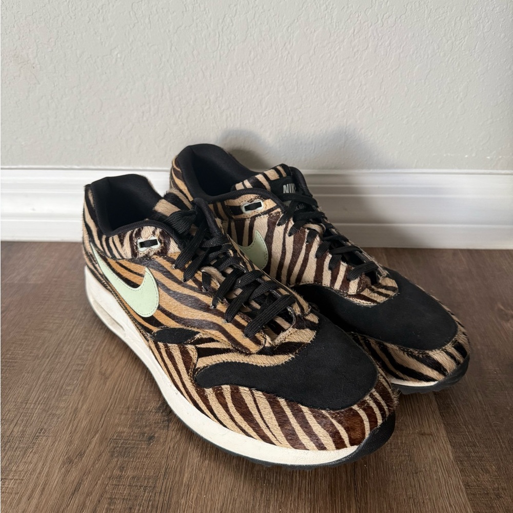 Nike Zebra Pattern Sneakers with Light Green Swoosh